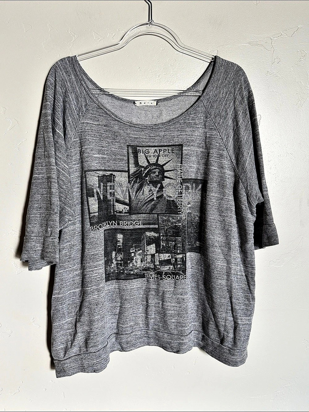 maru Terrycloth Graphic City Print Top in Gray Like New